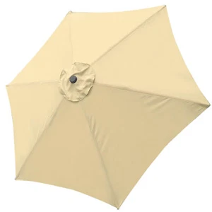 9ft Patio Umbrella Replacement Canopy Market Beach Oxford Top Cover 6 Ribs Beige - Picture 1 of 12
