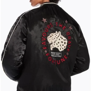 Scotch & Soda Reversible Black & Red Embroidered Bomber Jacket Size XS NWT $245 - Picture 1 of 13