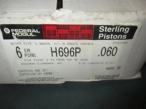 FEDERAL MOGUL H696P .060 2M4760 Pistons 3.9L 5.2L 239CU 318CU 92-03 Dodge Jeeps - Picture 1 of 5