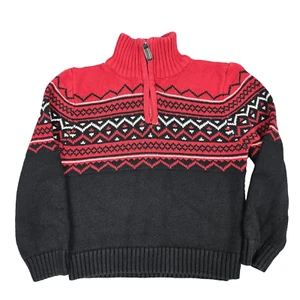 CHAPS Boys Toddler Black And Red Quarter ZIP Pullover Sweater Size 5T - Picture 1 of 6