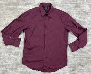 Structure Shirt Mens Medium 38-40 Red Geometric Premium Woven Long Sleeve - Picture 1 of 12