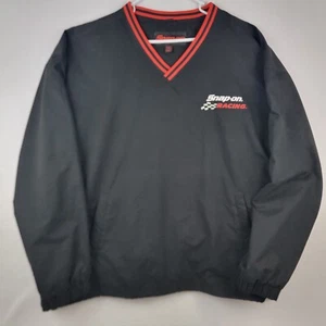 Snap-On Racing Mens Windbreaker Black XXL V-Neck Pockets Pullover Long Sleeve - Picture 1 of 17