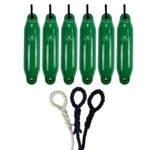 6 x HURRICANE Bootsfender: dunkelgrün PM01 - FREE SPLICED END 10MM SEIL - Bild 1 von 2
