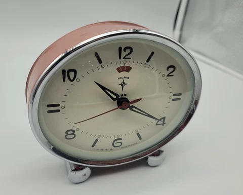 Very Cool Vintage Retro 1960s Clock Alarm Clocks Pink / Chrome Cover