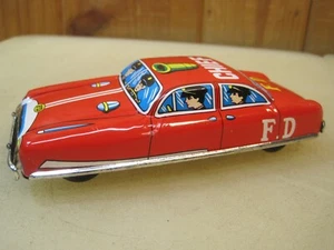 Vintage Japan Fire Department Chief Tin Litho Toy Car Near Mint ! B7891 - Picture 1 of 6