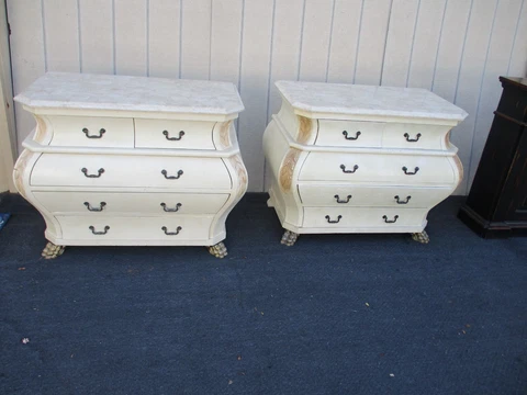 63519   Pair Marble Top Chest Nightstand s Dresser s Cover