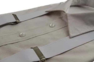 Wide Heavy Duty Adjustable 100cm White Adult Mens Suspenders - Picture 1 of 4