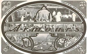 Vintage Postkarte - Rüstungen, mehrere Bilder der Fabrik, "Der Schinken, was bin" - Bild 1 von 2