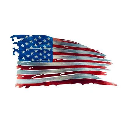Letrero de bandera americana de metal de 15x8 pulgadas | Decoración patriótica del hogar | Pared de bandera de Estados Unidos vintage Foto 1 de 4