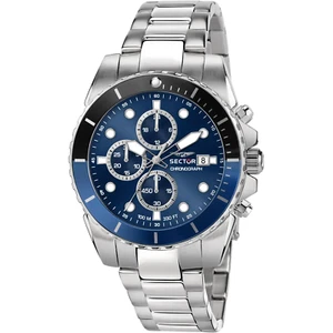 SECTOR 450 OROLOGIO UOMO R3273776003 ACCIAIO CRONO 41mm BLU LIST 219€ SOTTOCOSTO - Foto 1 di 5