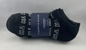 TOMMY HILFIGER Women's Cushion Low Cut Socks 4 Pairs Size 7-9 Black w/White Logo - Picture 1 of 5