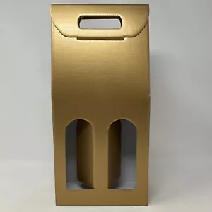 Cajas de regalo para botellas de vino dobles doradas - Tiene capacidad para 2 botellas, cartón con ventanas - Imagen 1 de 5