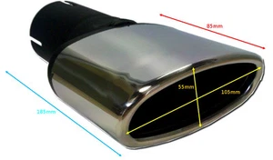 Auspuffblende Endrohr 55mm Anschluss oval Tuning Sportauspuff Optik Edelstahl - Bild 1 von 2