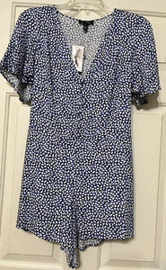NWT Jessica Simpson size S blue white black short sleeve shorts romper juniors - Picture 1 of 9