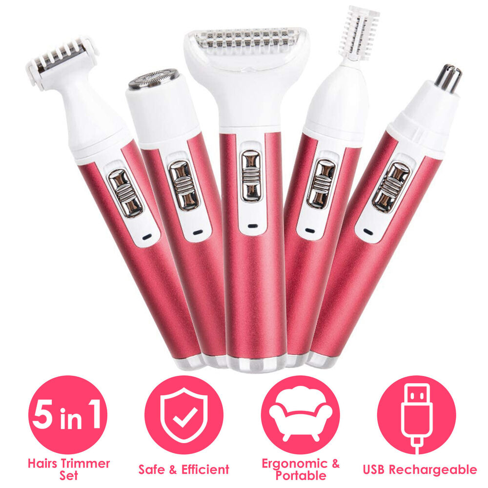 5 in 1 Women Electric Shaver Ladies Razor USB Rechargeable Face  Hair Removal