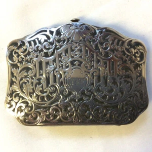 Victorian Solid Silver Open Work Overlay Coin Purse, Original Silk Lined - Picture 1 of 11