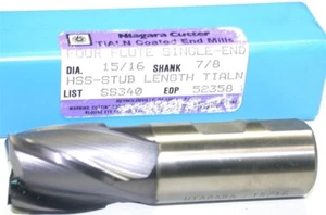 Niagara 52358 15/16" Durchmesser TiAlN Mantel 4 Flöte HSS Endfräse Neu - Bild 1 von 1