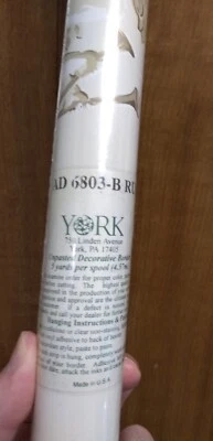 Rolo de papel de parede vintage YORK borda decorativa 5 jardas NOS AD 6803-B aprox 13,5" - Imagem 1 de 4