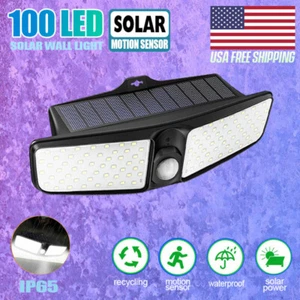 100 LED Dual Security Detector Solar Motion Sensor Spot Light Outdoor Floodlight - Picture 1 of 12