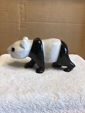 vintage black onyx and white marble polar bear figurine