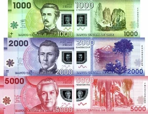 CHILE - Lot 3 Banknoten 1000/2000/5000 Pesos Polymer FDS - UNC - Bild 1 von 1