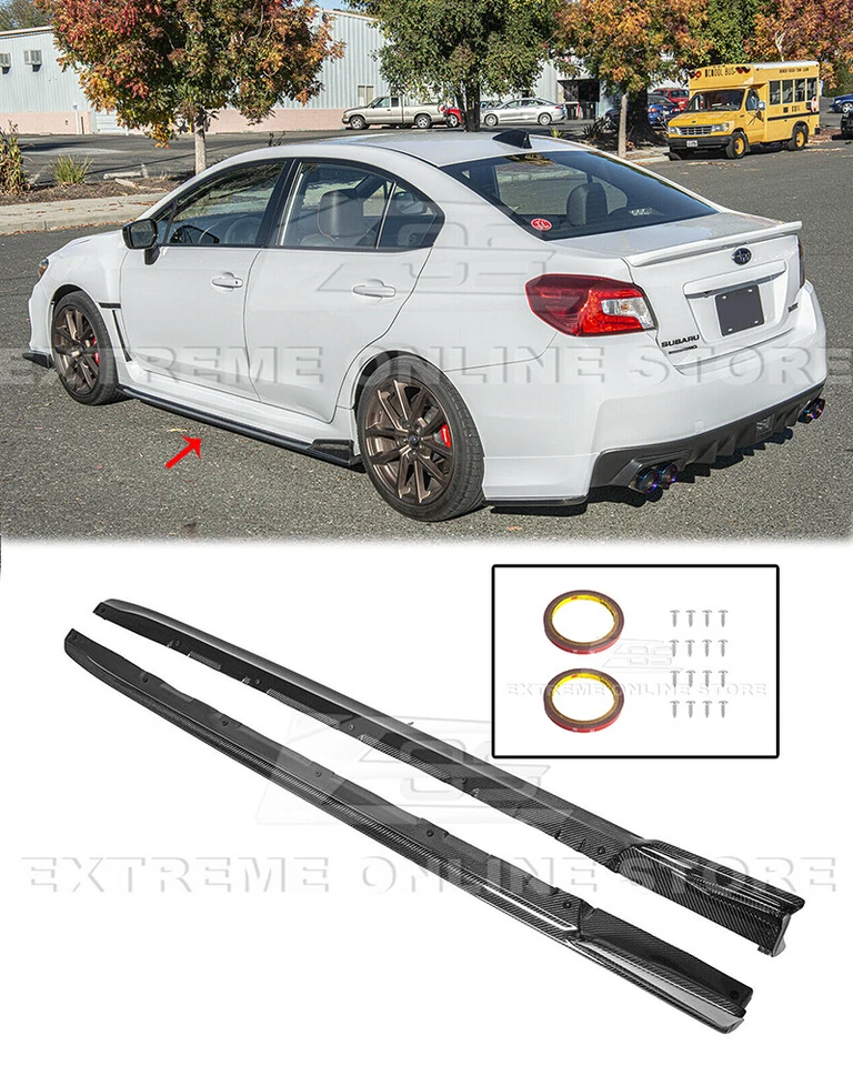  Faldas laterales de fibra de carbono para 15 extensiones de estilo Subaru WRX STi CS versión 2 Foto 1 de 4