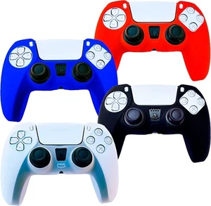 PS5 4PK Controller Skins Silicone Protector Cover Skin - Black/White/Red/Blue - Picture 1 of 5