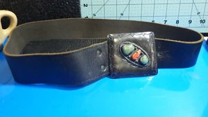 60s sterling silver natural green turquoise coral belt & buckle 2.7oz 2.75X3 - Picture 1 of 13