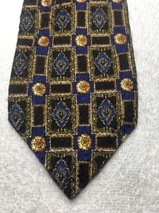 ROBERT TALBOTT MENS TIE BLUE GOLD BLACK 4 X 60 - Picture 1 of 4