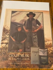 Anuncio vintage 1986 Ralph Lauren Chaps Musk Man & Boy Outback - Imagen 1 de 1