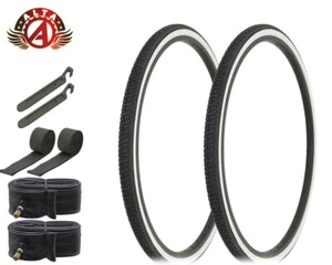 Alta Reifen 26 x 1 3/8 schwarz/weiß DB-7032 MIT Schläuchen, Felgenstreifen & Hebelhebel - Bild 1 von 1