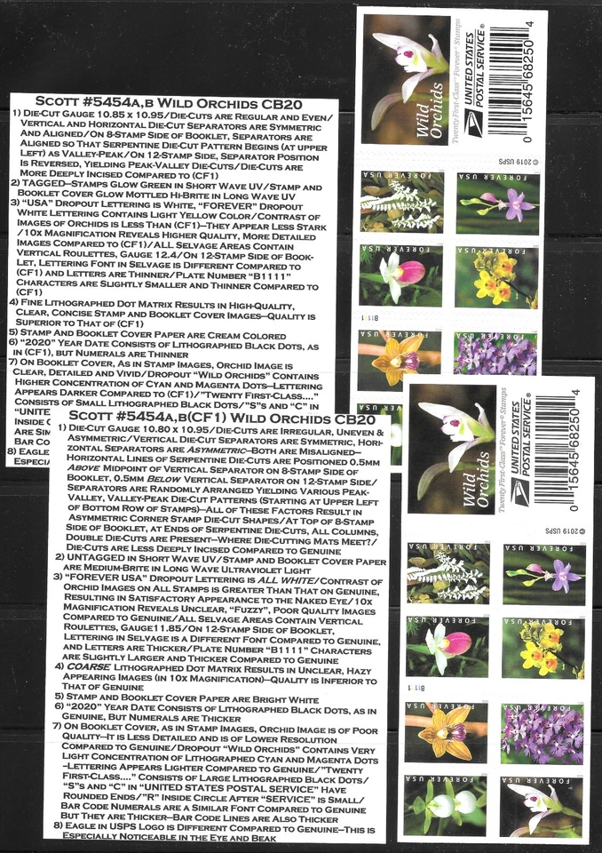 Scott #5454a-2020 Wild Orchids Full CB20-CF & Genuine and Descriptive Tabs! - Image 1 of 1