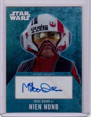 MIKE QUINN as NIEN NUNB 2016 Topps Star Wars Evolution Autograph Auto Card SP - Image 1 of 2