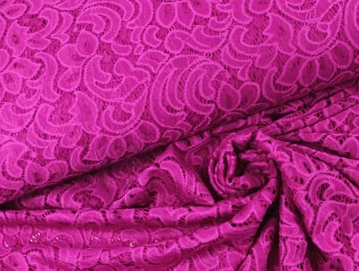 SPITZE elastisch Stoff Spitzenstoff Blütenbogen FUCHSIA EUR 10,98/m - Bild 1 von 2