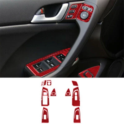 Cubierta de control de puerta interior de fibra de carbono roja 13 piezas para Acura TSX 2009-2014 Foto 1 de 4