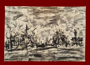 1962 Ein Original von Yona Lotan Handzeichnung, Aquarell auf Papier: Abstrakte Ansicht - Bild 1 von 4