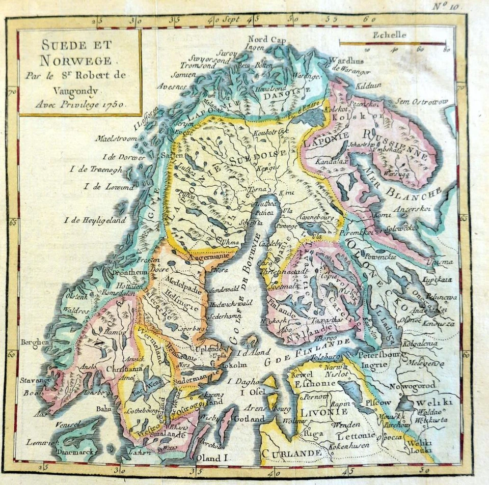 SWEDEN NORWAY  BY ROBERT DE VAUGONDY c1781  GENUINE COPPER ENGRAVED  ANTIQUE MAP - Image 1 of 1