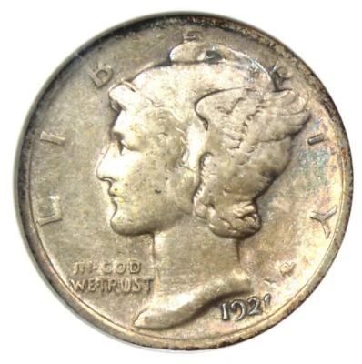1921 Mercury Dime 10C Coin - Certified ANACS VF30 - Rare Key Date! - Image 1 of 4