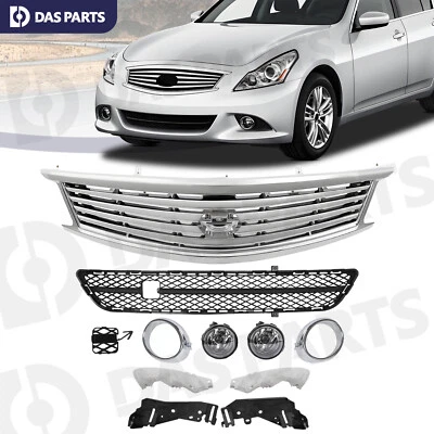 Front Bumper Upper Lower Grille Fog Lights For 2010-2013 Infiniti G37 11-12 G25 — 第 1/4 张图片