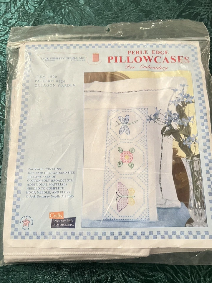 Fundas de almohada Jack Dempsey Needle Art Perla Edge #324 Octagon Garden 2005 Foto 1 de 4