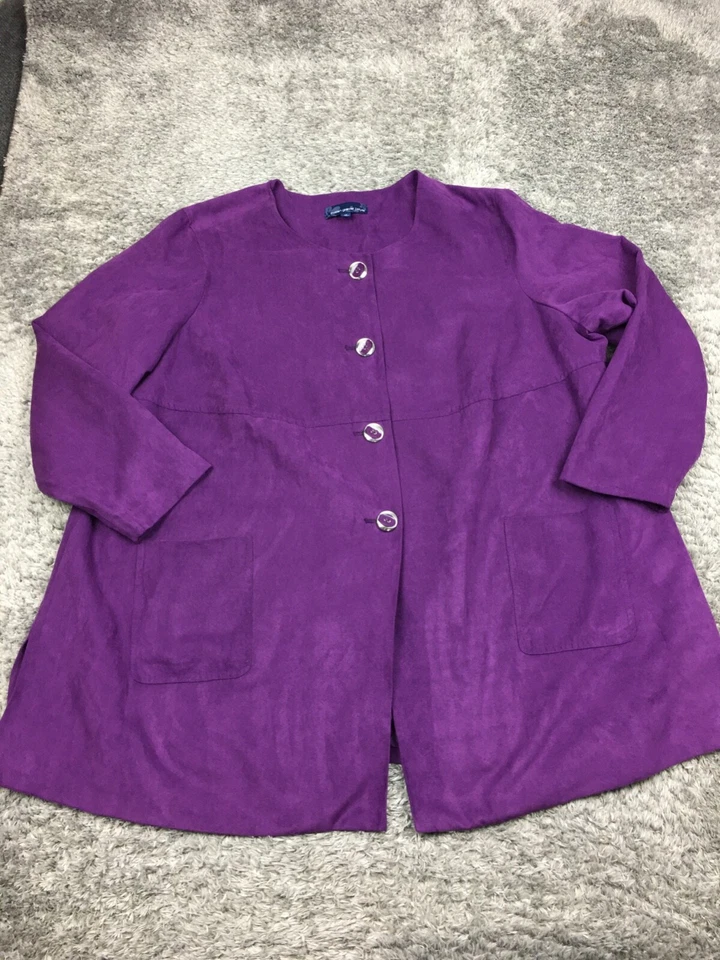 Chaqueta SUSAN GRAVER Mujer Talla 3X Estilo Plus Abotonada Púrpura Foto 1 de 4