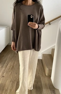 Pullover Shirt Braun Casual Oversize 36 38 40 42 44 46 48 Oversized Strick Toupe - Bild 1 von 3