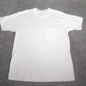 Vintage Basic Edition Crewneck T-Shirt Blank Ivory Pocket Tee Made in USA - Bild 1 von 6