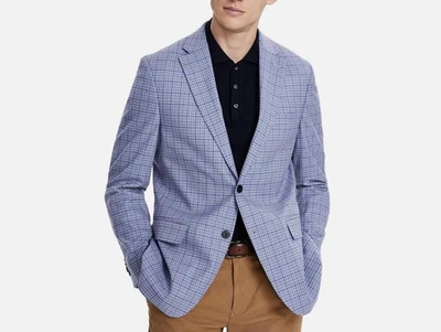 Abrigo deportivo Tommy Hilfiger para hombre ajuste moderno azul a cuadros 38 S NUEVO $295 CNRA1ATG0716 Foto 1 de 3