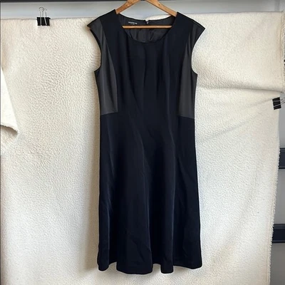 Lafayette 148 Dress Womens Size 10 Black Midi Cap Sleeve - Image 1 of 4
