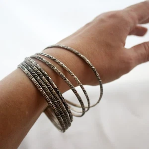 Bohemian Metal Rugged Weathered Rustic Pagan Bangle Bracelet - Picture 1 of 7