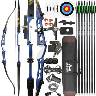 66" 68" 70" Takedown Recurve Bow 14-40lbs Adult Target Archery Sports Shooting - Image 1 of 4