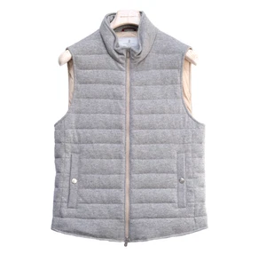 BRUNELLO CUCINELLI 100% Cashmere Knit Down Vest Jacket Grey Men's Size 48 S - Picture 1 of 9