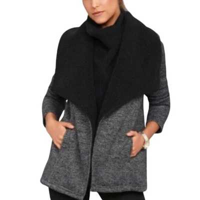 Cárdigan JACK by BB Dakota Dos Tonos Polar Frente Abierto Acogedora Chaqueta Drapeada XS Foto 1 de 4