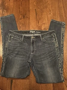 Rock 47 Wrangler Ultra Low Rise 32x33 Jeans Straight Leg 130273 Western Stitch - Bild 1 von 9